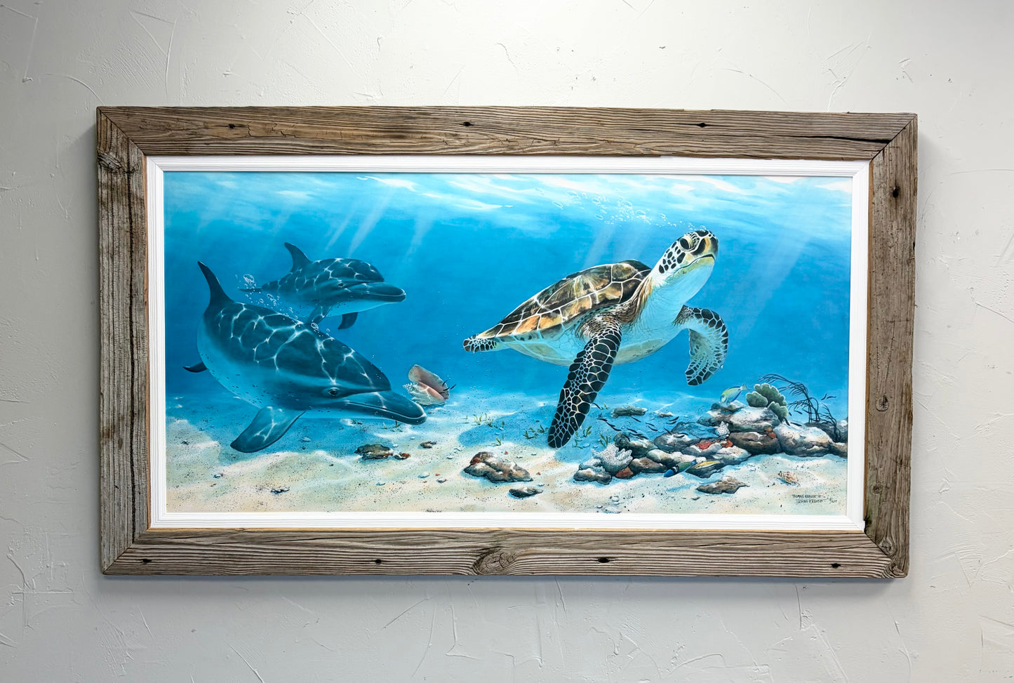 'Shallow Water Companions' - Canvas - Custom Rustic Handmade Frame - Ready to Ship