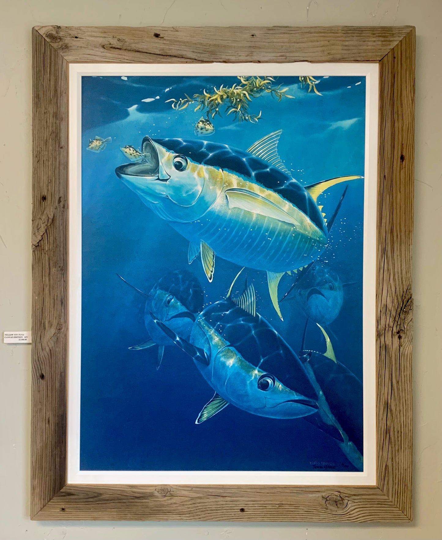 Yellow Fin Tuna - Canvas - Custom Rustic Handmade Frame - Ready to Ship
