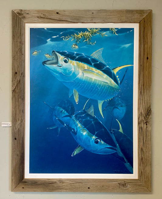 Yellow Fin Tuna - Canvas - Custom Rustic Handmade Frame - Ready to Ship