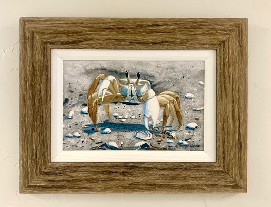 Ghost Crab - Canvas - Custom Rustic Handmade Frame - Ready to Ship