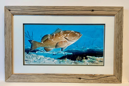 Red Grouper - Custom Rustic Handmade Frame - Ready to Ship