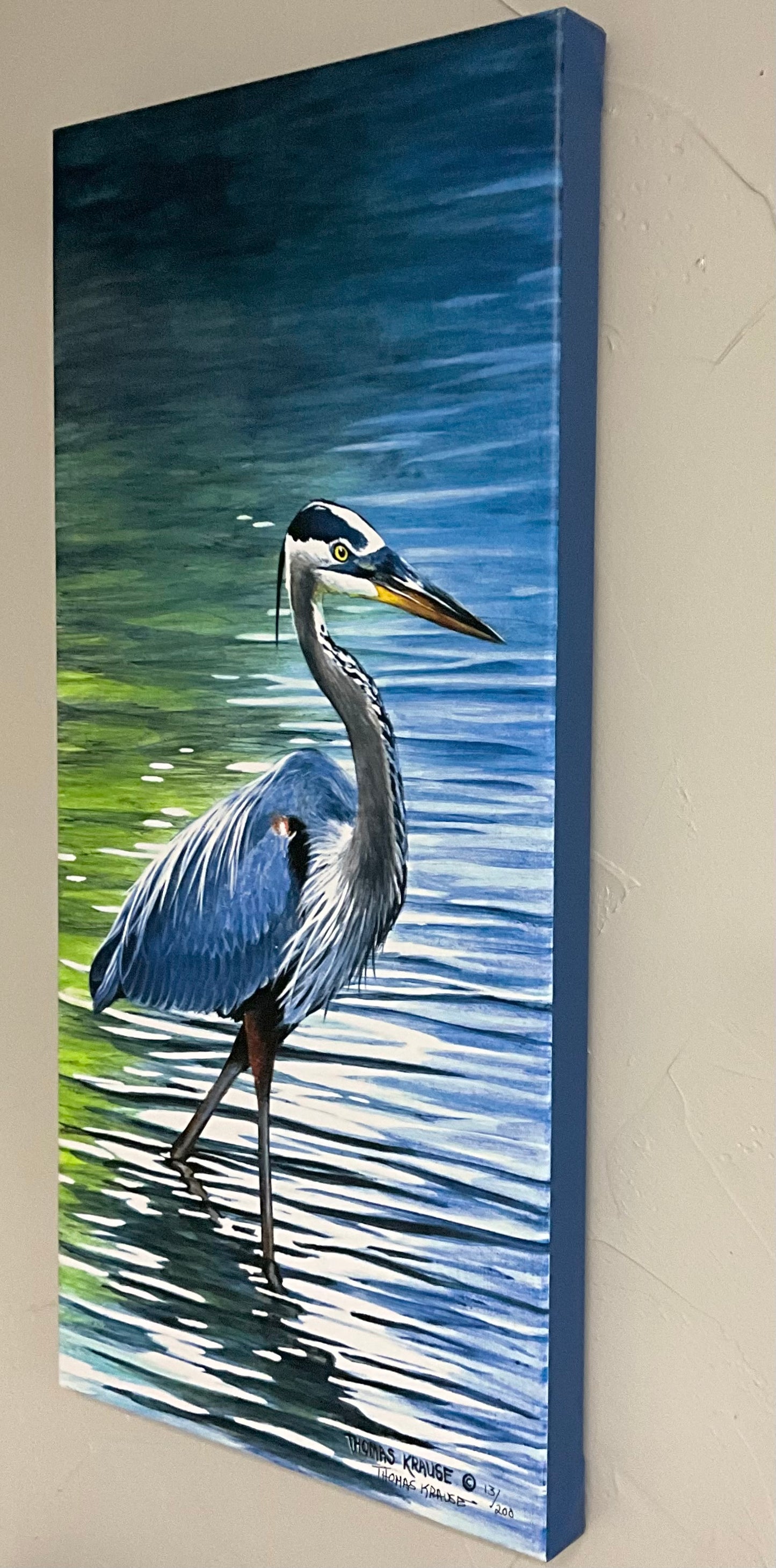 Blue Heron - Framed Gallery Wrap Canvas, Signed and Numbered